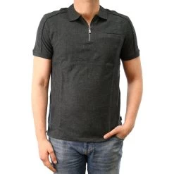 Calvin Klein SLIM FIT PIMA COTTON ZIPPED POLO SHIRT - Black - Mens
