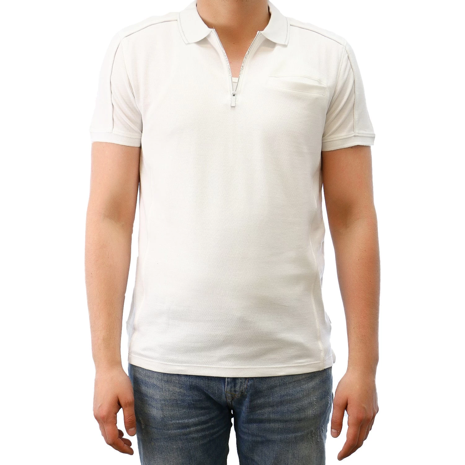 Calvin Klein SLIM FIT PIMA COTTON ZIPPED POLO SHIRT - Black - Mens 2 Calvin Klein SLIM FIT PIMA COTTON ZIPPED POLO SHIRT - Black - Mens - Image 2