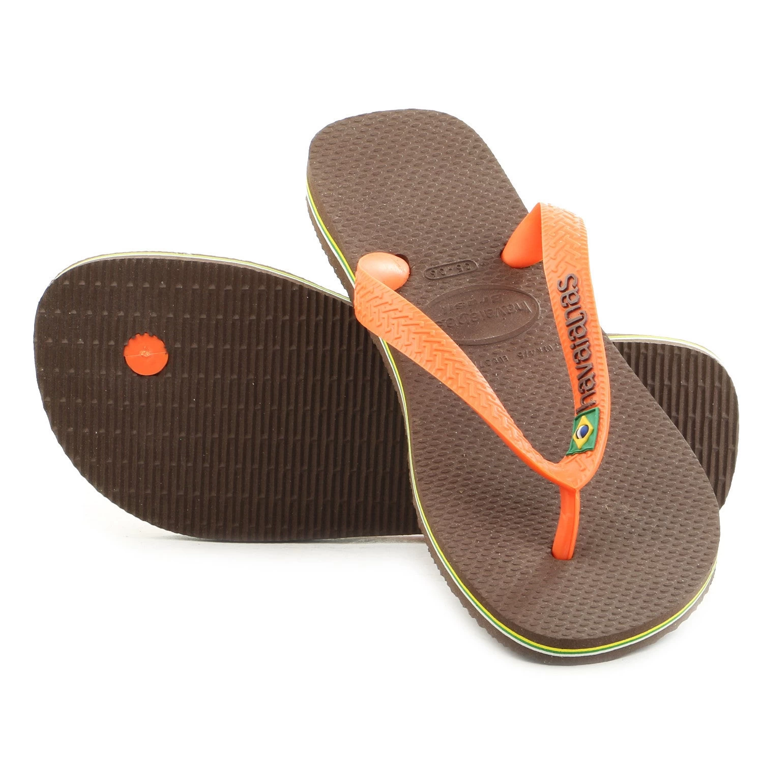 Havaianas Brasil Logo Thong Flip Flop Sandal - Coffee/Orange - Womens 1 Havaianas Brasil Logo Thong Flip Flop Sandal - Coffee/Orange - Womens