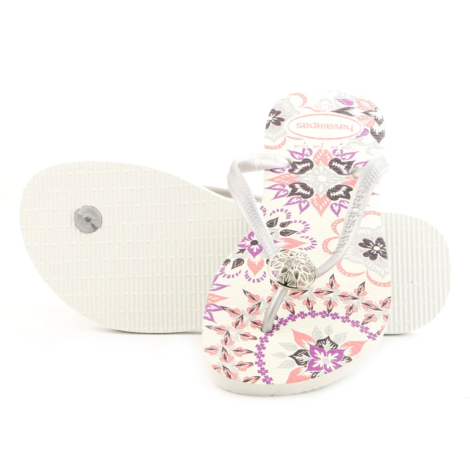 Havaianas Slim Thematic Thong Flip Flop Sandal - White - Womens 1 Havaianas Slim Thematic Thong Flip Flop Sandal - White - Womens