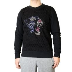 Puma Mesh Crew Neck Sweat Shirt - Black - Mens