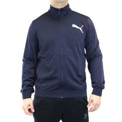Puma Contrast Front-Zip Track Jacket - Navy/White - Mens