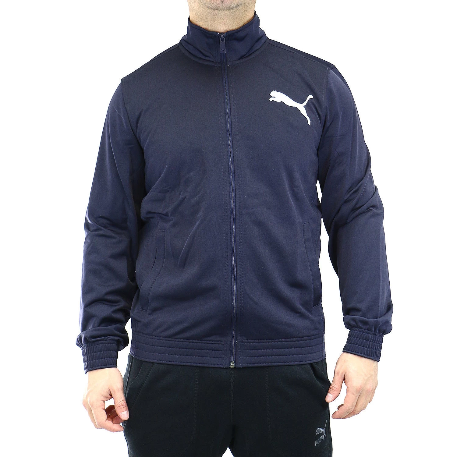 Puma Contrast Front-Zip Track Jacket - Navy/White - Mens 1 Puma Contrast Front-Zip Track Jacket - Navy/White - Mens